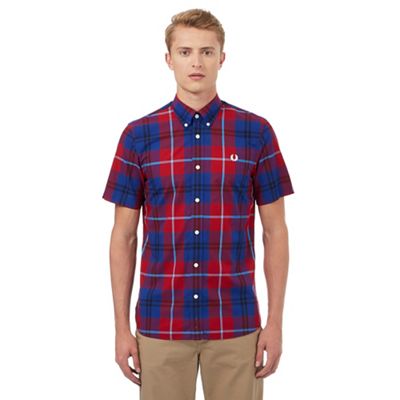 Fred Perry Red and blue checked print shirt